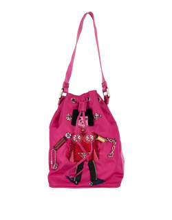 Tessuto Robot Bucket Bag, Nylon, Pink, LN03669, 3*